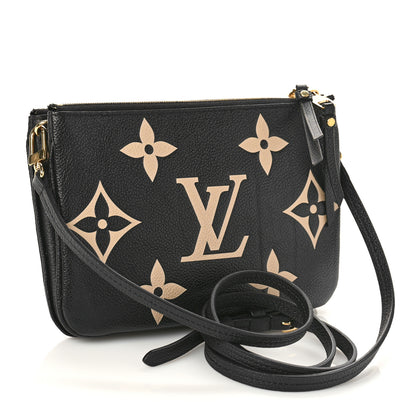 Louis Vuitton Empreinte Monogram Giant Double Zip Pochette Black Cream 3 of 8