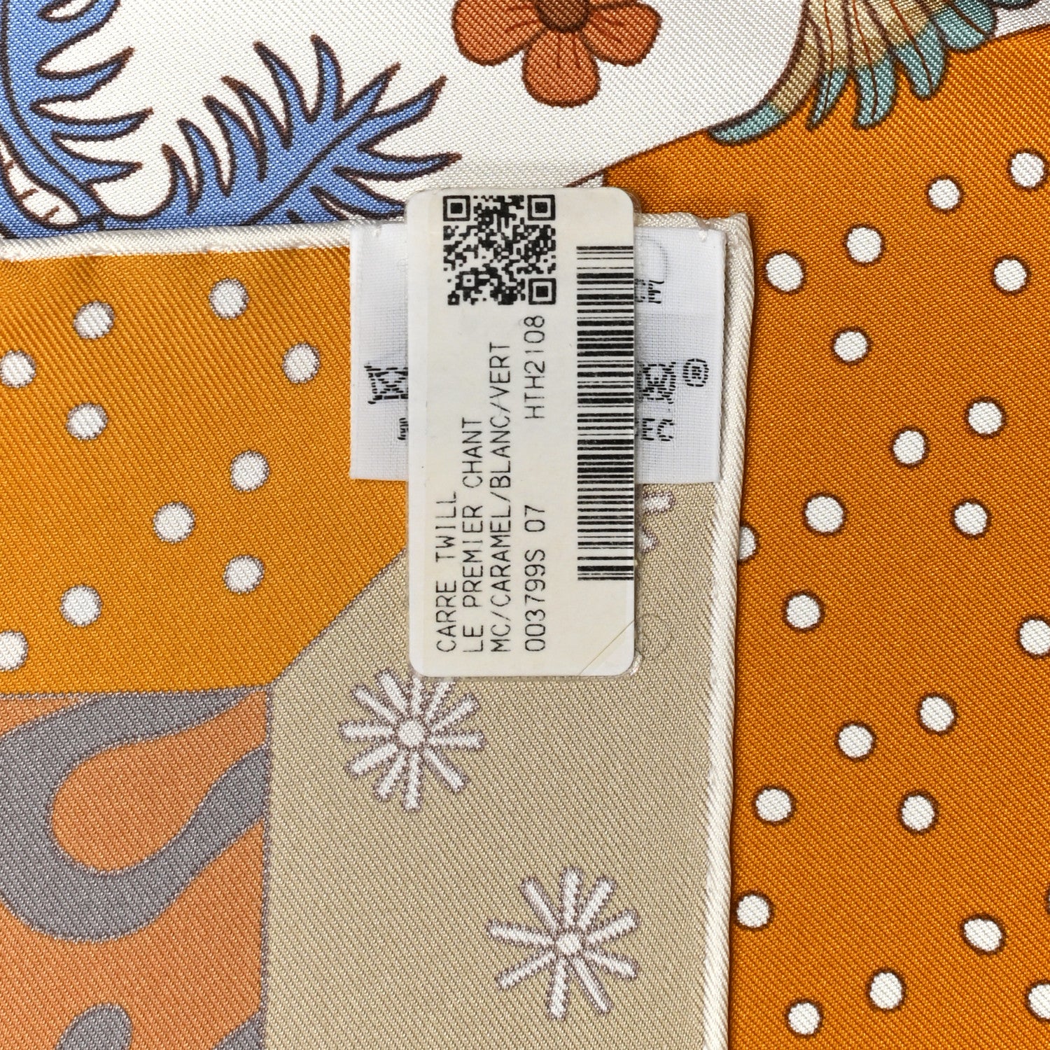 Hermes Silk Le Premier Chant Scarf 90 Caramel White Vert 3 of 6