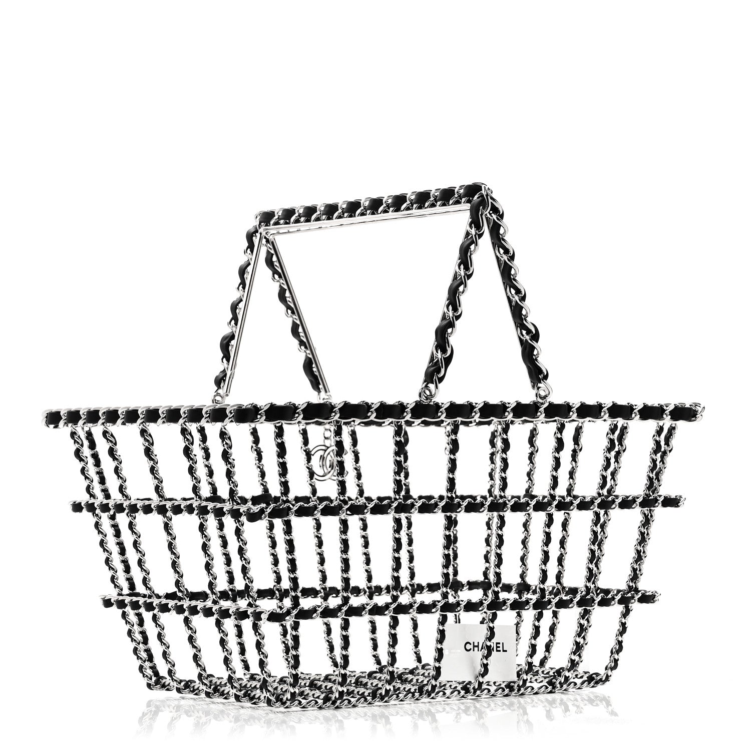 Chanel Brass Calfskin Large Grocery By Chanel Shopping Basket Silver 3 of 8