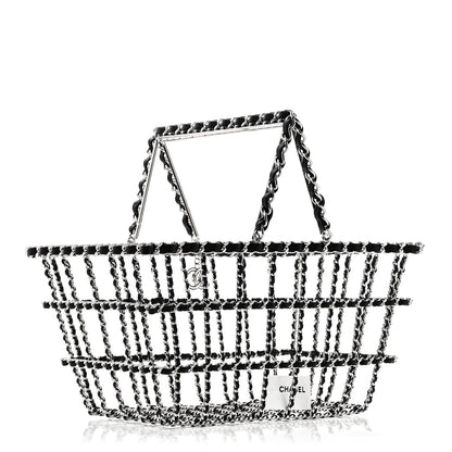 Chanel Brass Calfskin Large Grocery By Chanel Shopping Basket Silver 3 of 8