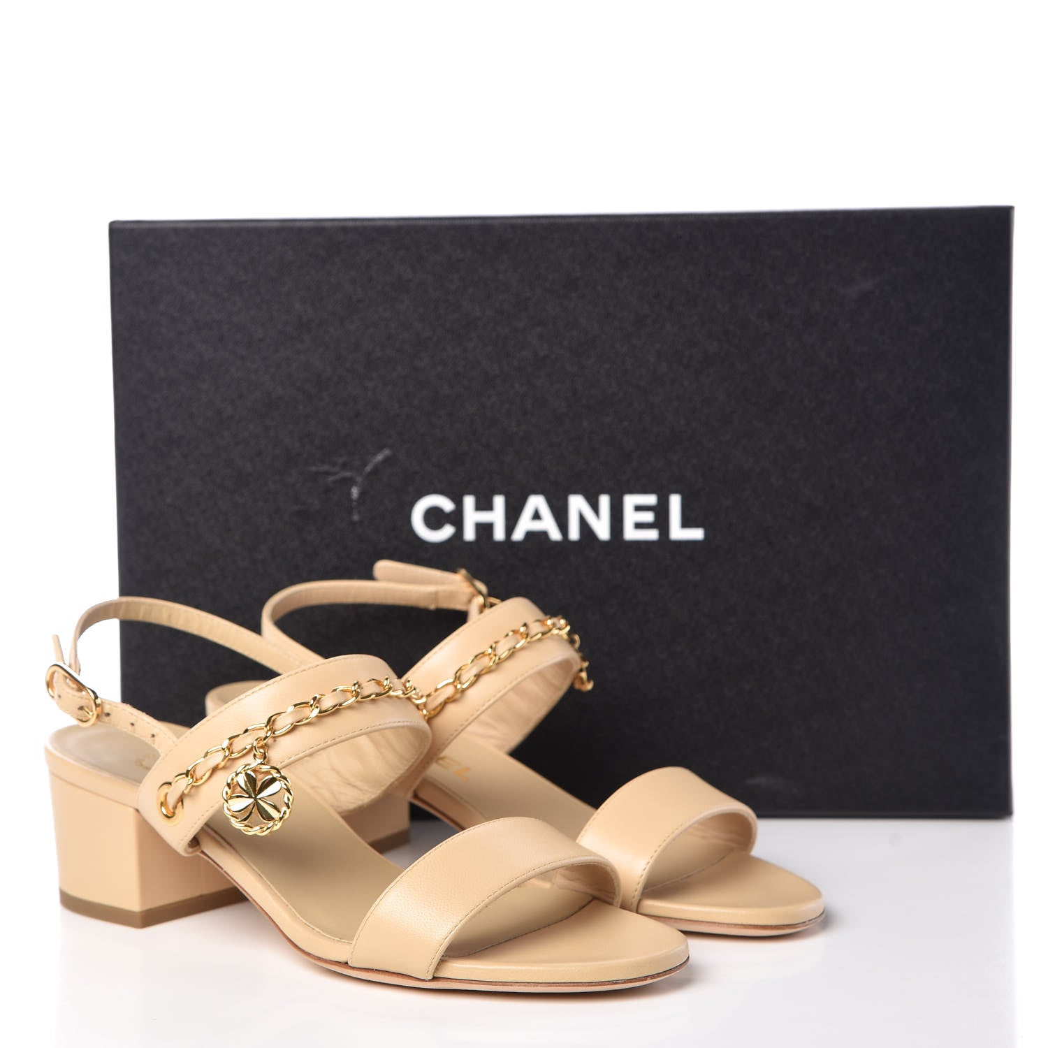Chanel Lambskin Chain Sandals 36 Beige 9 of 9