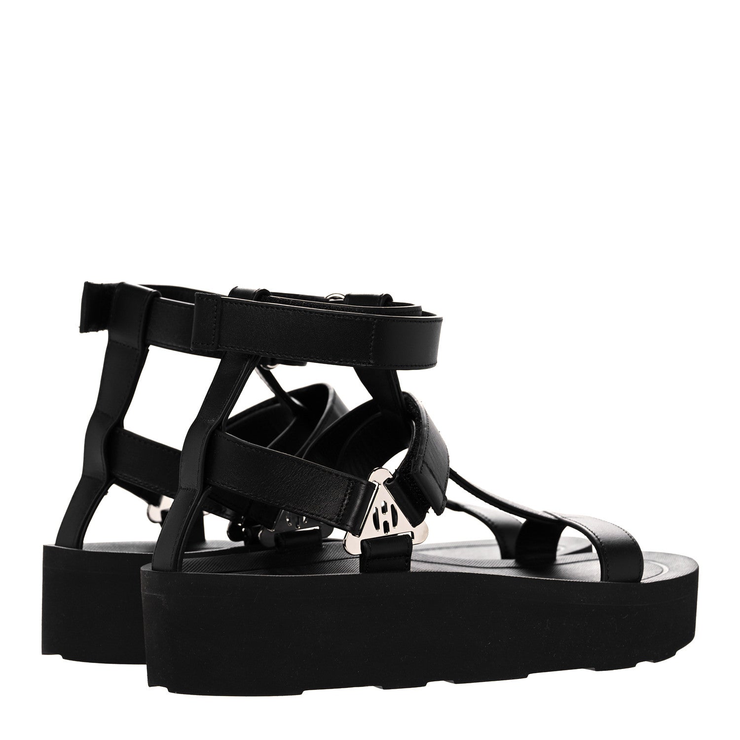 Hermes Calfskin Womens Enid Sandals 37 Black 4 of 8