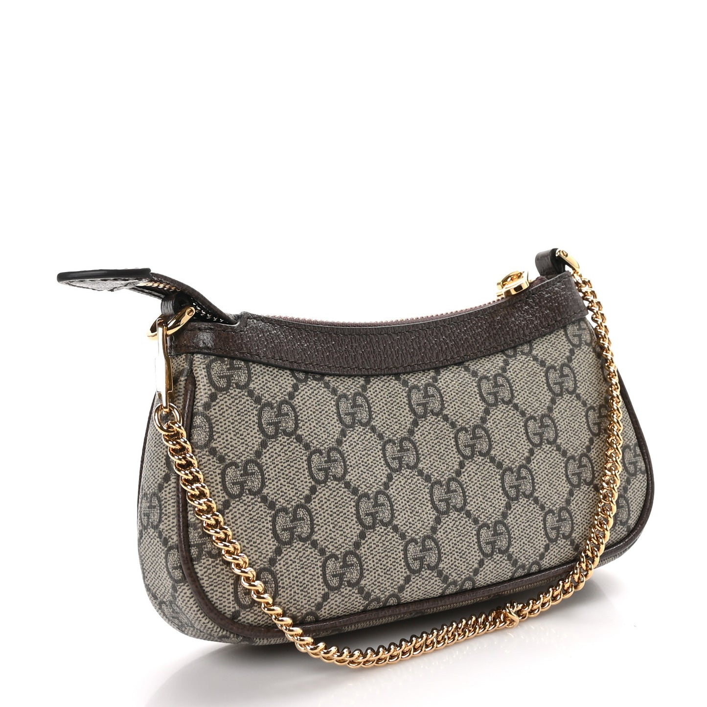 GG Supreme Monogram Textured Dollar Calfskin Mini Ophidia Chain Bag Beige Ebony
