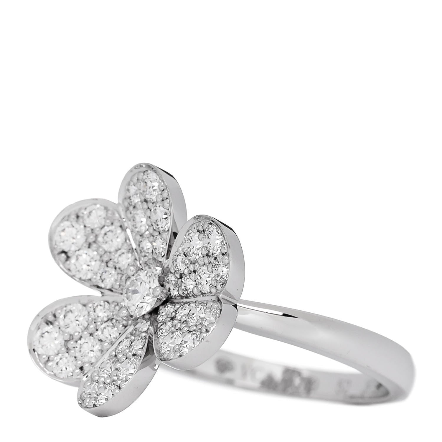 Van Cleef & Arpels 18K White Gold Diamond Small Frivole Ring 52 6 3 of 6