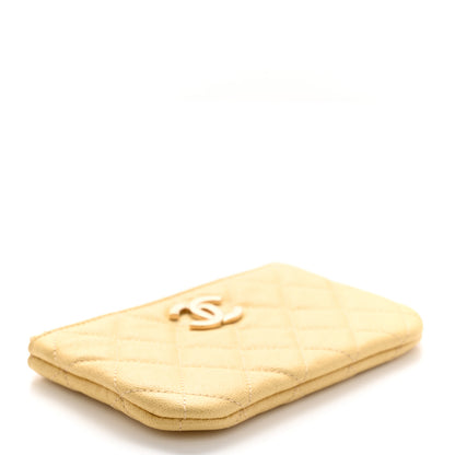 Chanel Caviar Quilted Studded CC Small Cosmetic Case Yellow 4 of 7