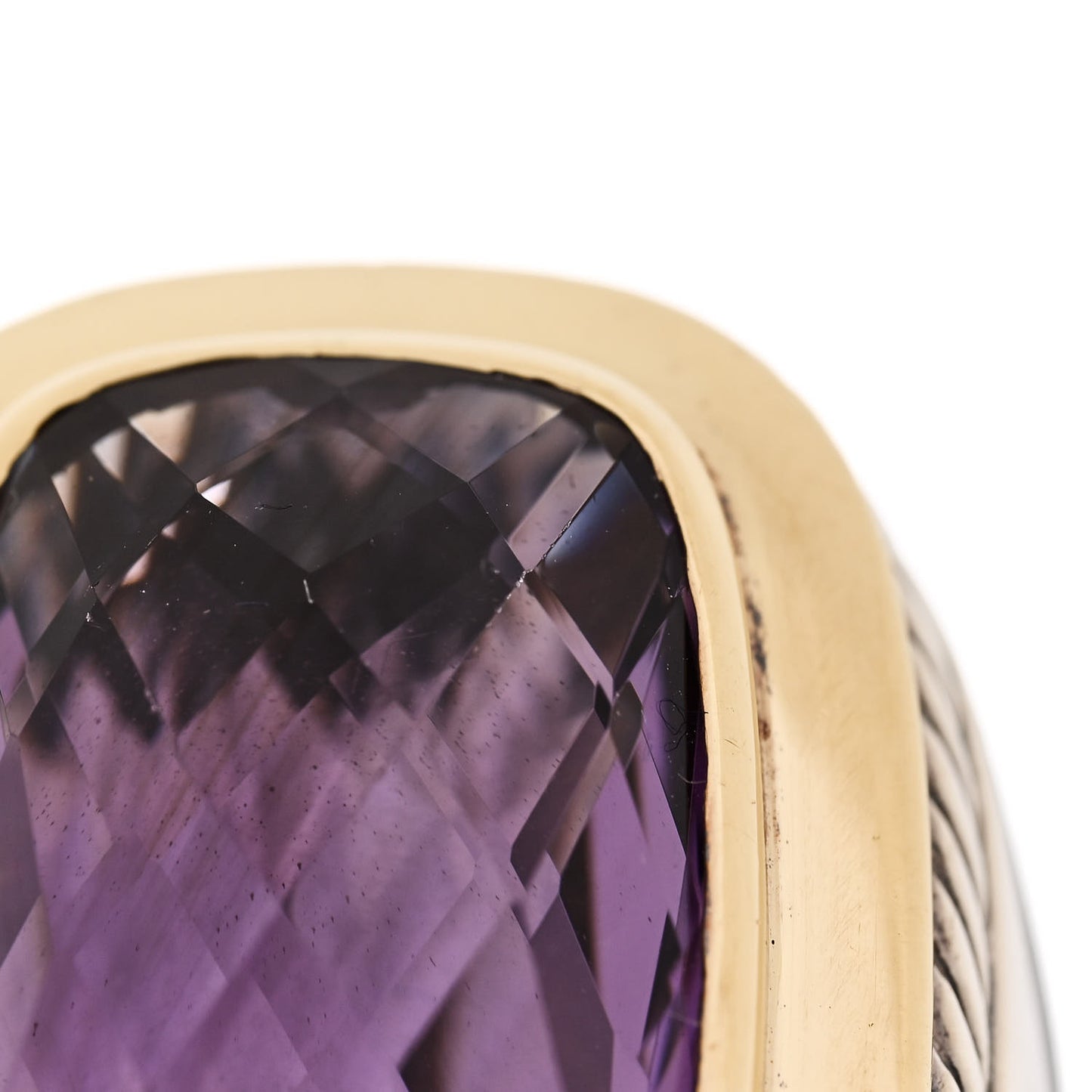 Sterling Silver 18K Yellow Gold Amethyst Elongated Albion Ring 57 8