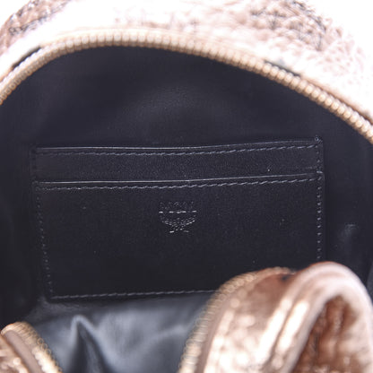 MCM Metallic Visetos Studded X-Mini Bebe Boo Backpack Champagne Gold 5 of 9