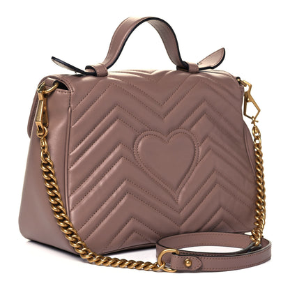 Gucci Calfskin Matelasse Small GG Marmont Top Handle Shoulder Bag Porcelain Rose 3 of 9