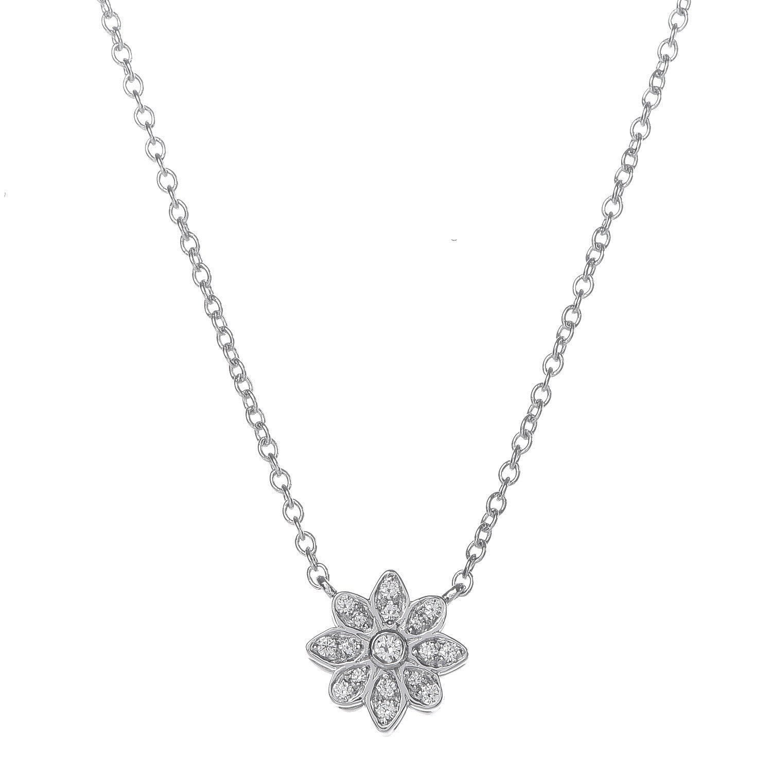 Tiffany Platinum Diamond Enchant Flower Pendant Necklace 6 of 7