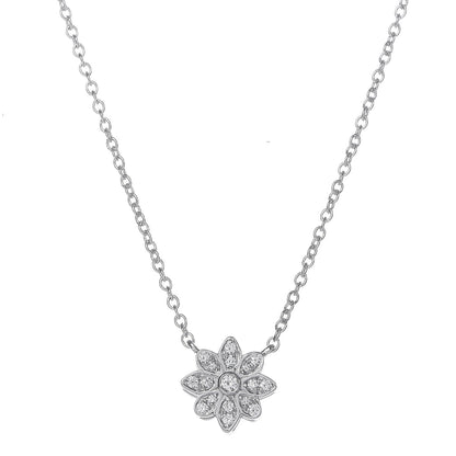 Tiffany Platinum Diamond Enchant Flower Pendant Necklace 6 of 7