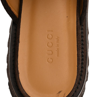 Gucci Suede Horsebit Platform Mules 39.5 Washed Brown 7 of 16