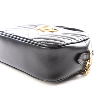 Gucci Calfskin Matelasse Small GG Marmont Chain Shoulder Bag Black 6 of 9