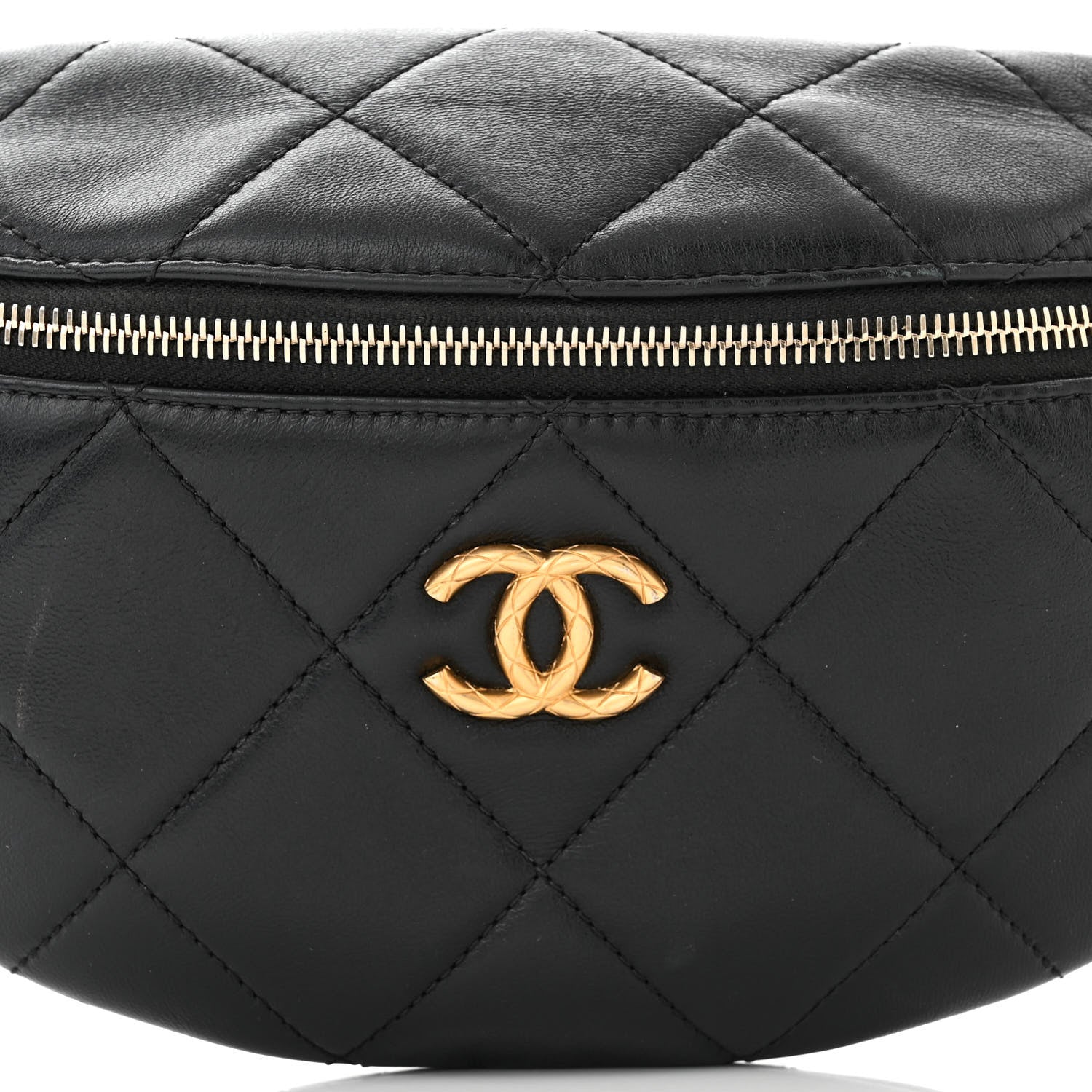Chanel Lambskin Enamel Quilted Waist Bag Black 9 of 12