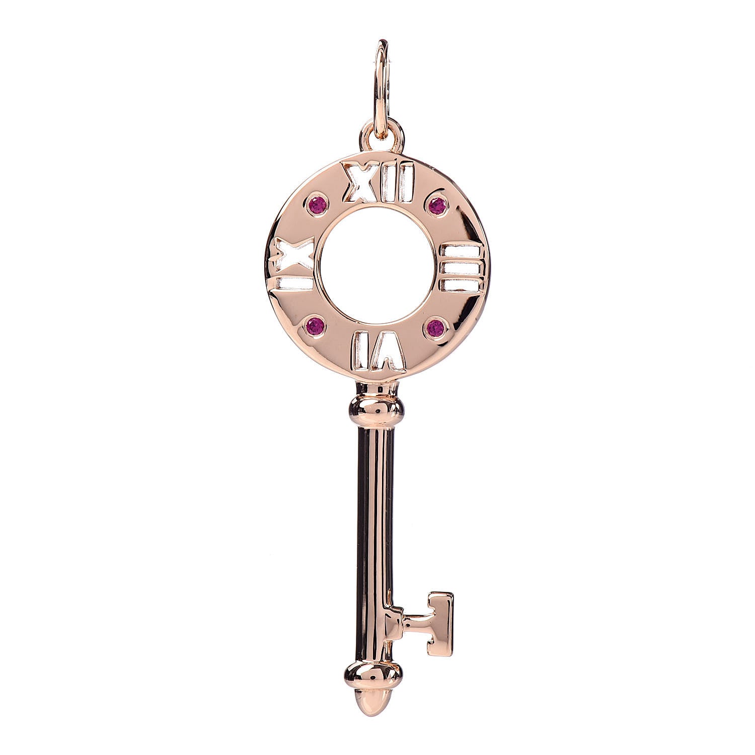 Tiffany 18K Rose Gold Ruby Atlas Pierced Key Pendant 1 of 4
