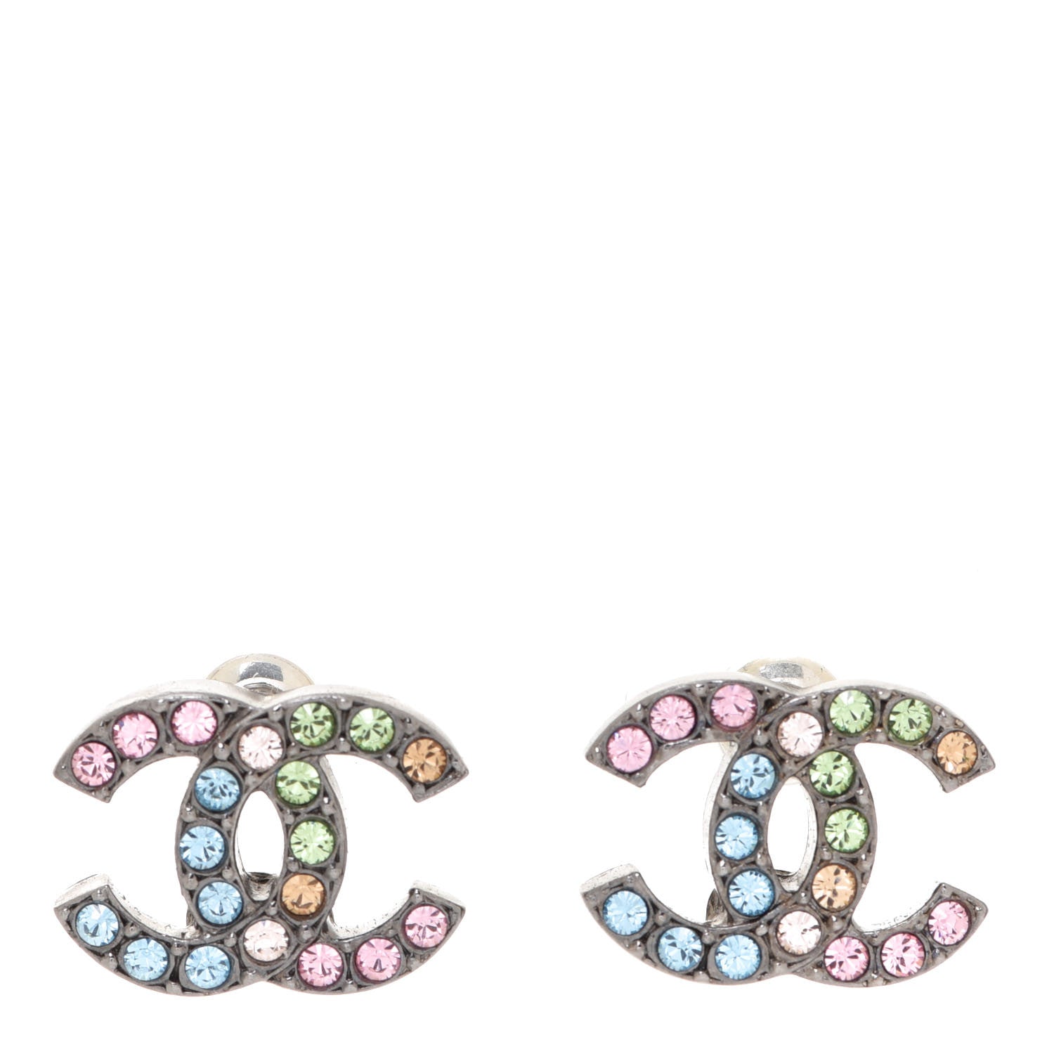 Chanel Ruthenium Crystal CC Earrings Multicolor 1 of 5