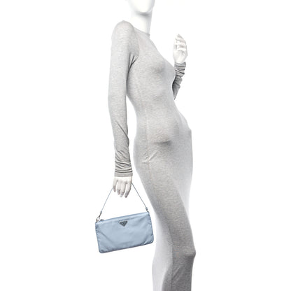 Prada Re-Nylon Vela Saffiano Mini Pochette Bag Celeste 2 of 9