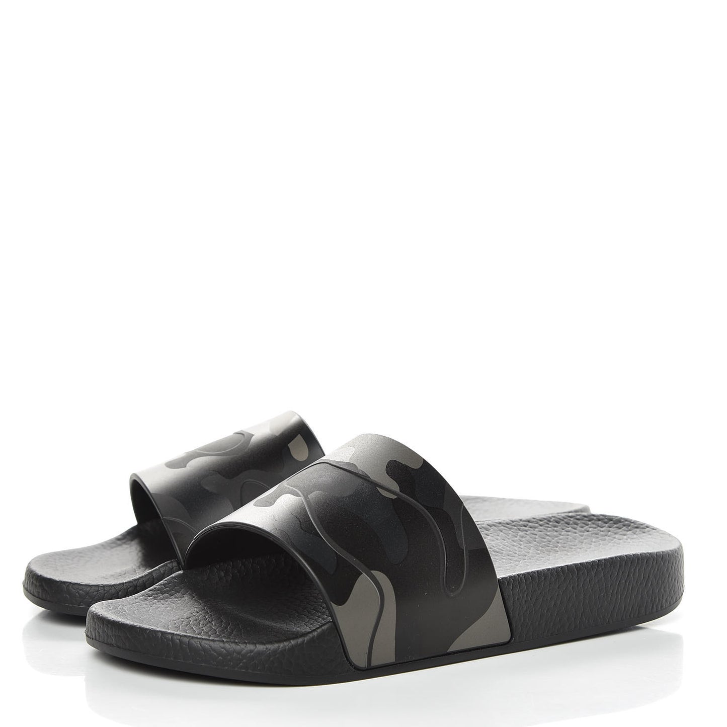 Rubber Camo Slide Sandals 40 Black