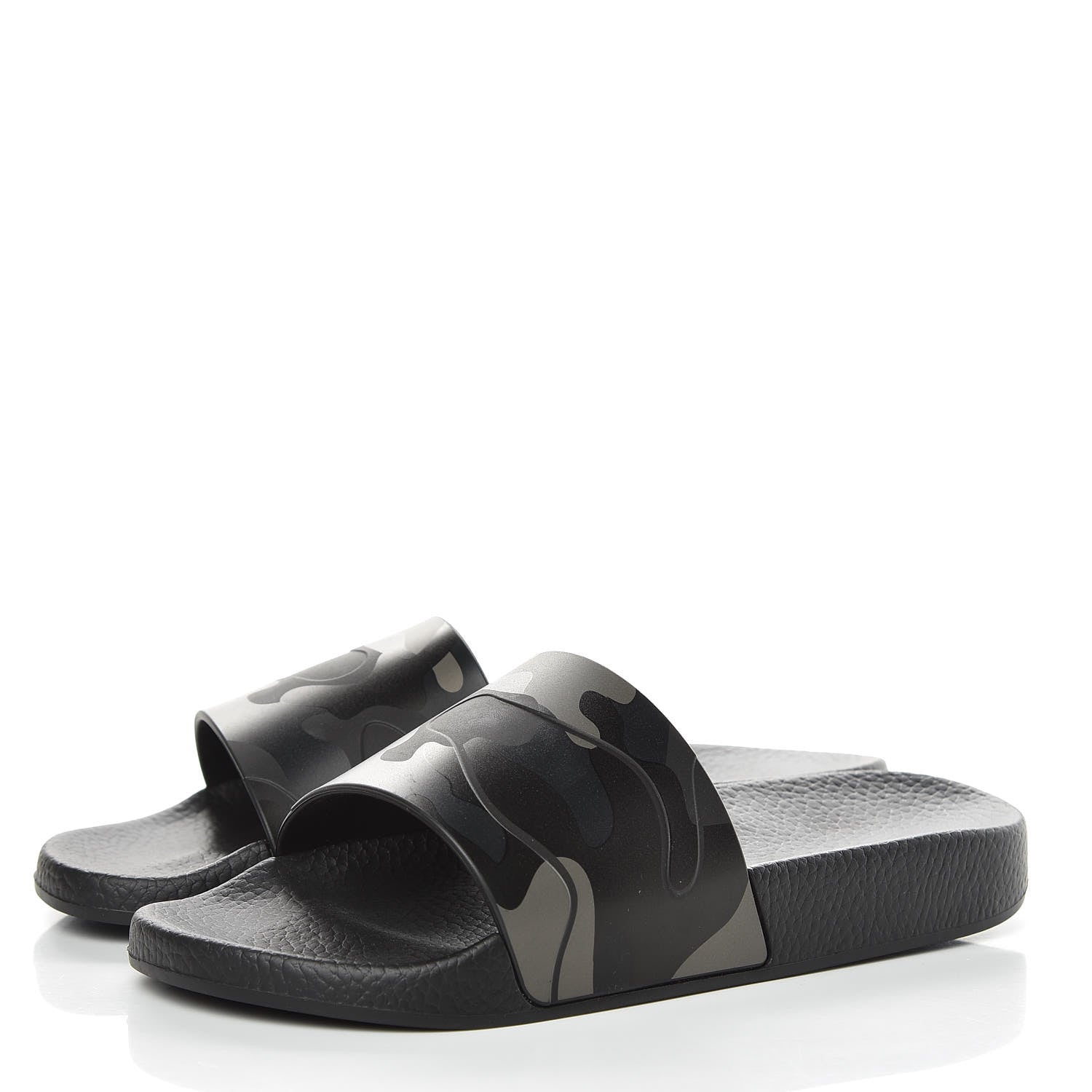 Valentino Garavani Rubber Camo Slide Sandals 40 Black 3 of 8