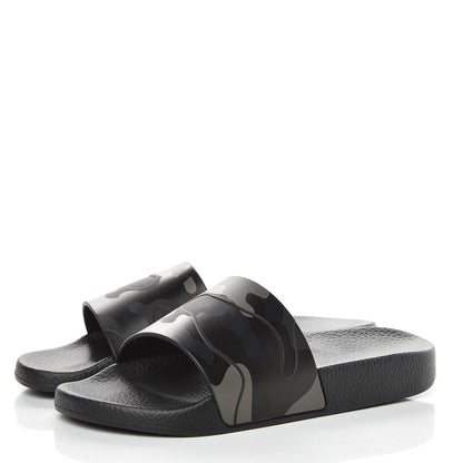 Valentino Garavani Rubber Camo Slide Sandals 40 Black 3 of 8