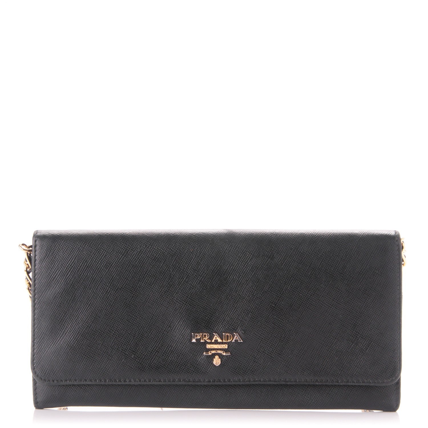 Prada Saffiano Metal Large Chain Wallet Nero Black 1 of 6