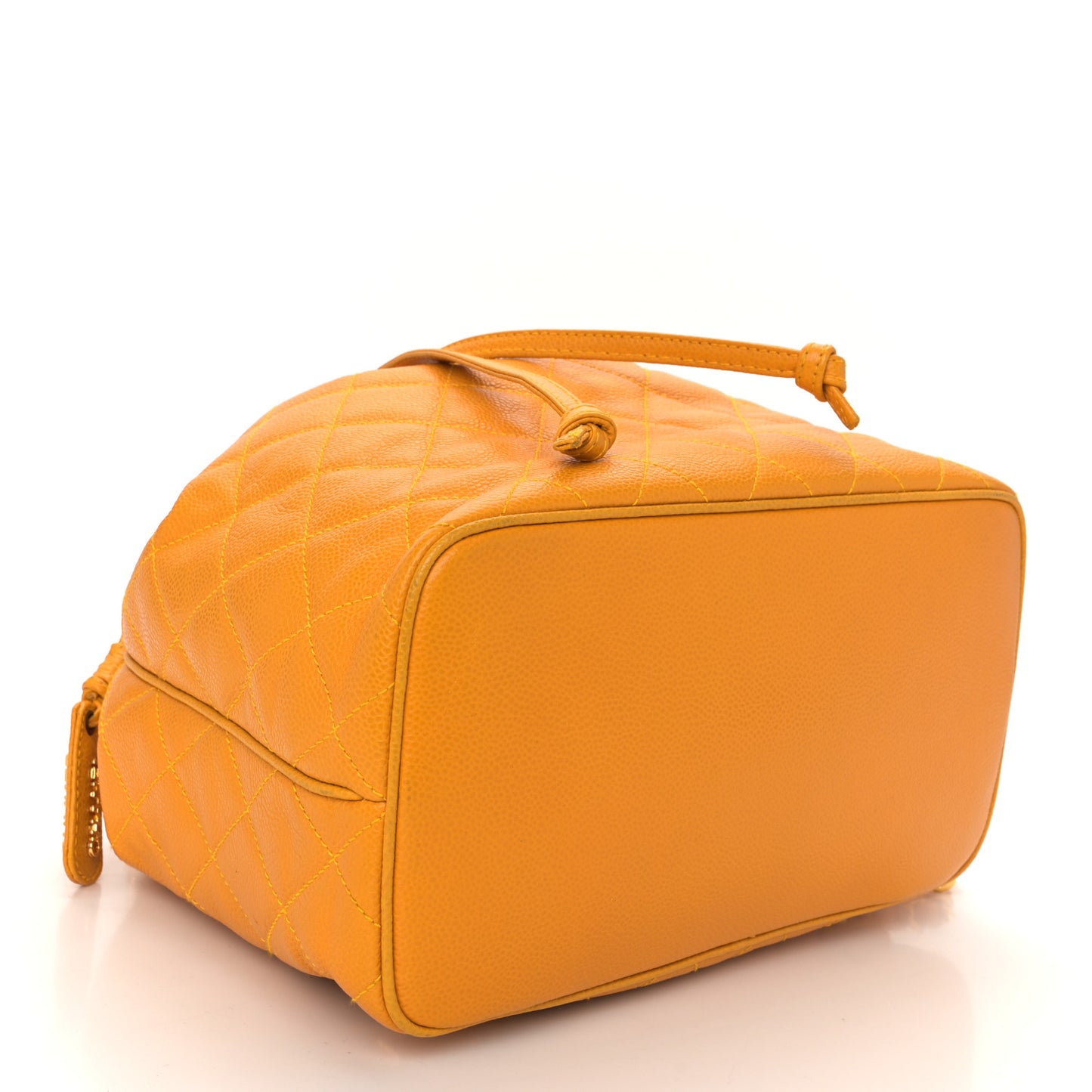 Caviar Quilted Drawstring Backpack Yellow