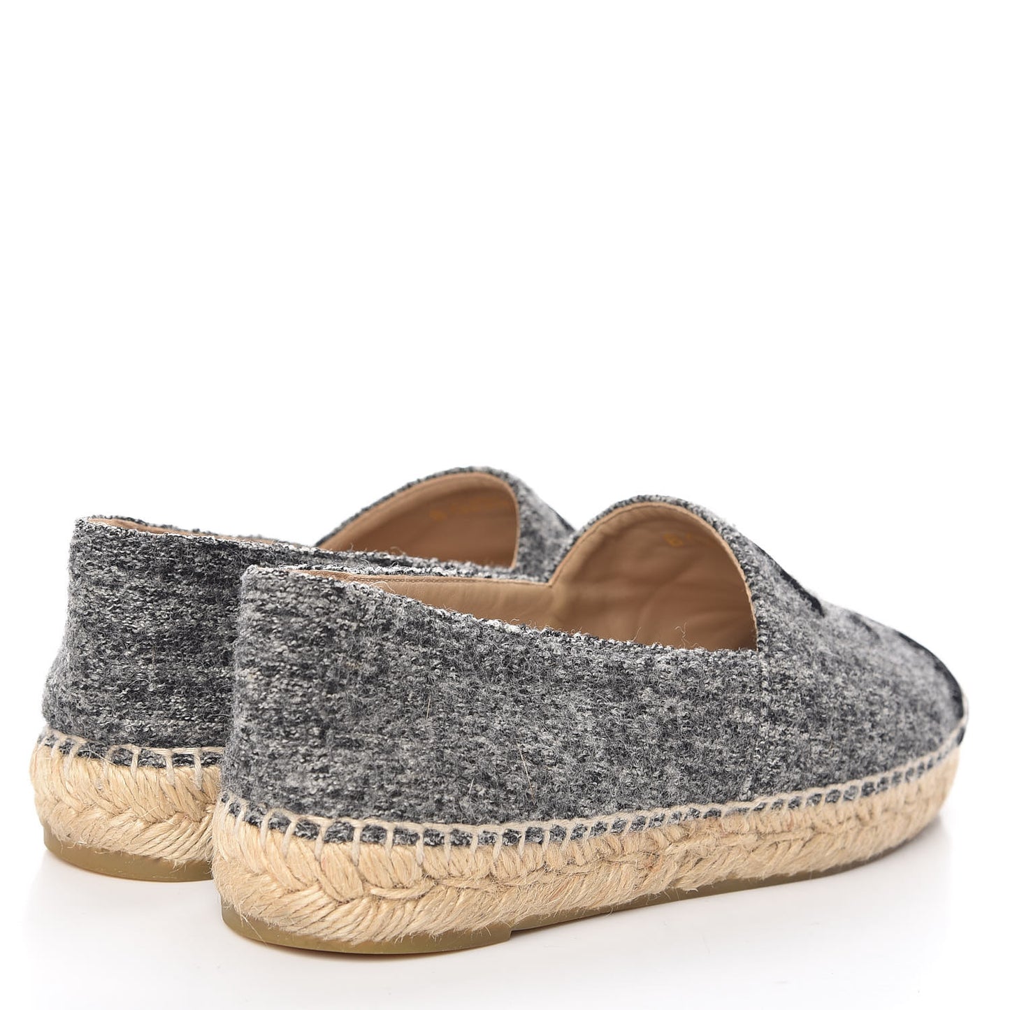 Tweed Velvet CC Espadrilles 36 Grey Black
