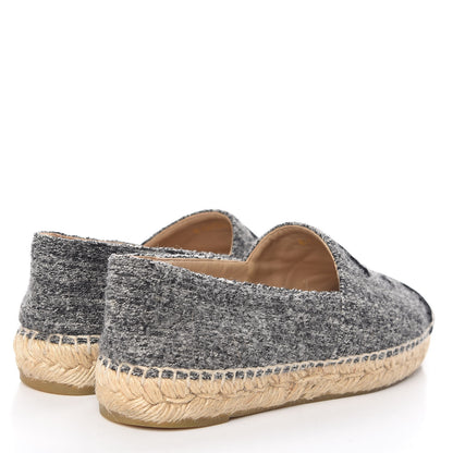 Chanel Tweed Velvet CC Espadrilles 36 Grey Black 4 of 12
