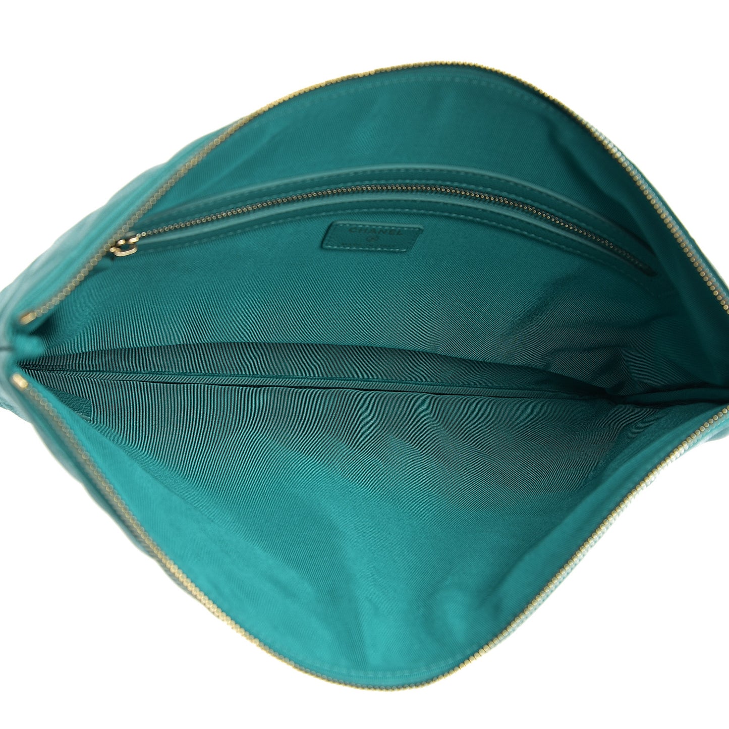 Caviar Quilted Large Cosmetic Case Turquoise