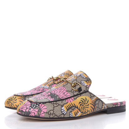 Gucci GG Supreme Monogram Bengal Womens Princetown Slippers 36 Beige Crop Pink 3 of 9