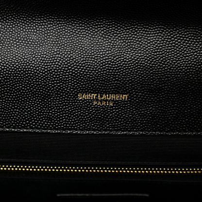 Saint Laurent Grain De Poudre Matelasse Chevron Large Monogram Satchel Black 7 of 10