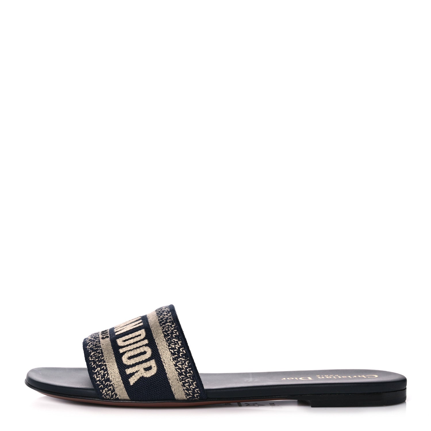 Christian Dior Canvas Embroidered Dway Mules Slide Sandals 38 Deep Blue 1 of 9