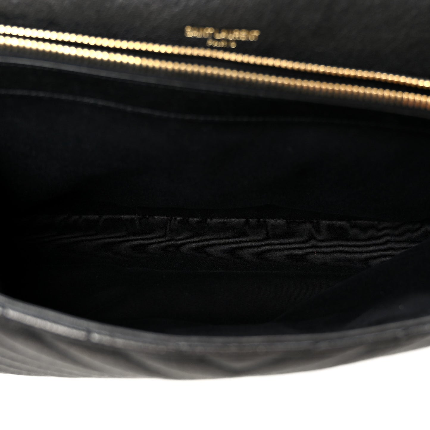 Sheepskin Matelasse Chevron Monogram Large College Satchel Black