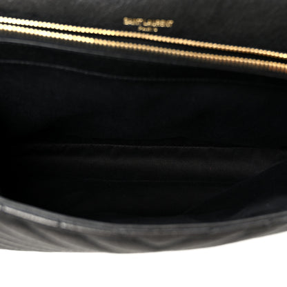 Saint Laurent Sheepskin Matelasse Chevron Monogram Large College Satchel Black 5 of 11
