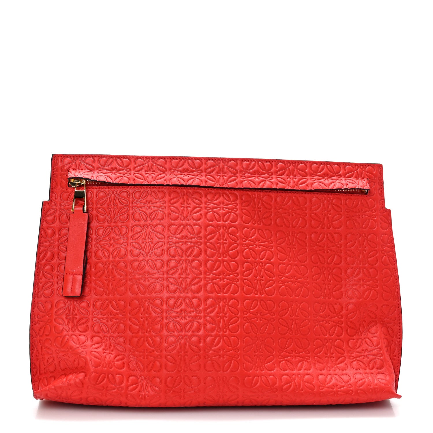 Loewe Calfskin Embossed Repeat T Pouch Red 1 of 8