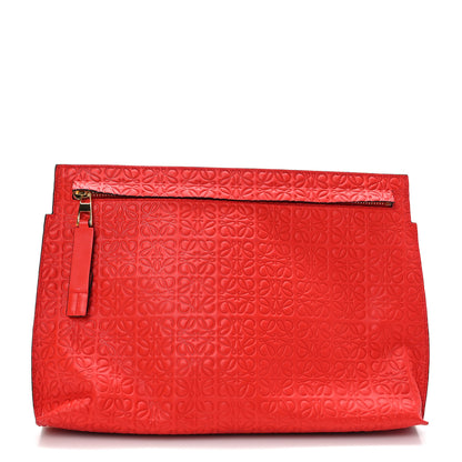 Loewe Calfskin Embossed Repeat T Pouch Red 1 of 8