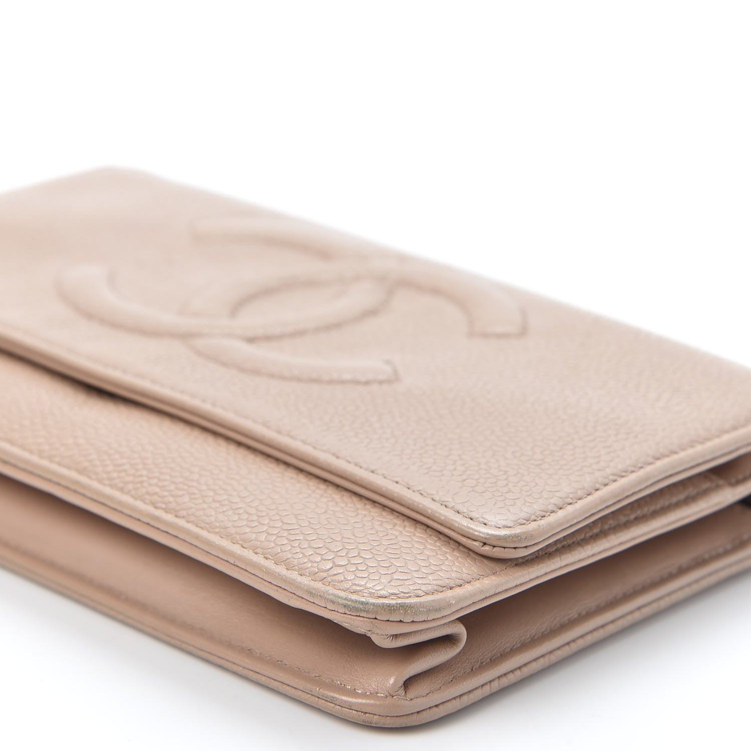 Chanel Caviar Timeless CC Wallet on Chain WOC Beige 6 of 12