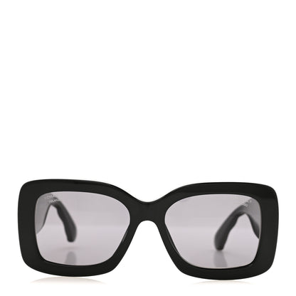 Chanel Acetate Quilted CC Rectangle Sunglasses 5483-A Black 2 of 8