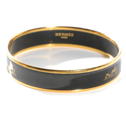 Hermes Enamel Narrow Caleche Bracelet 65 Black 1 of 5
