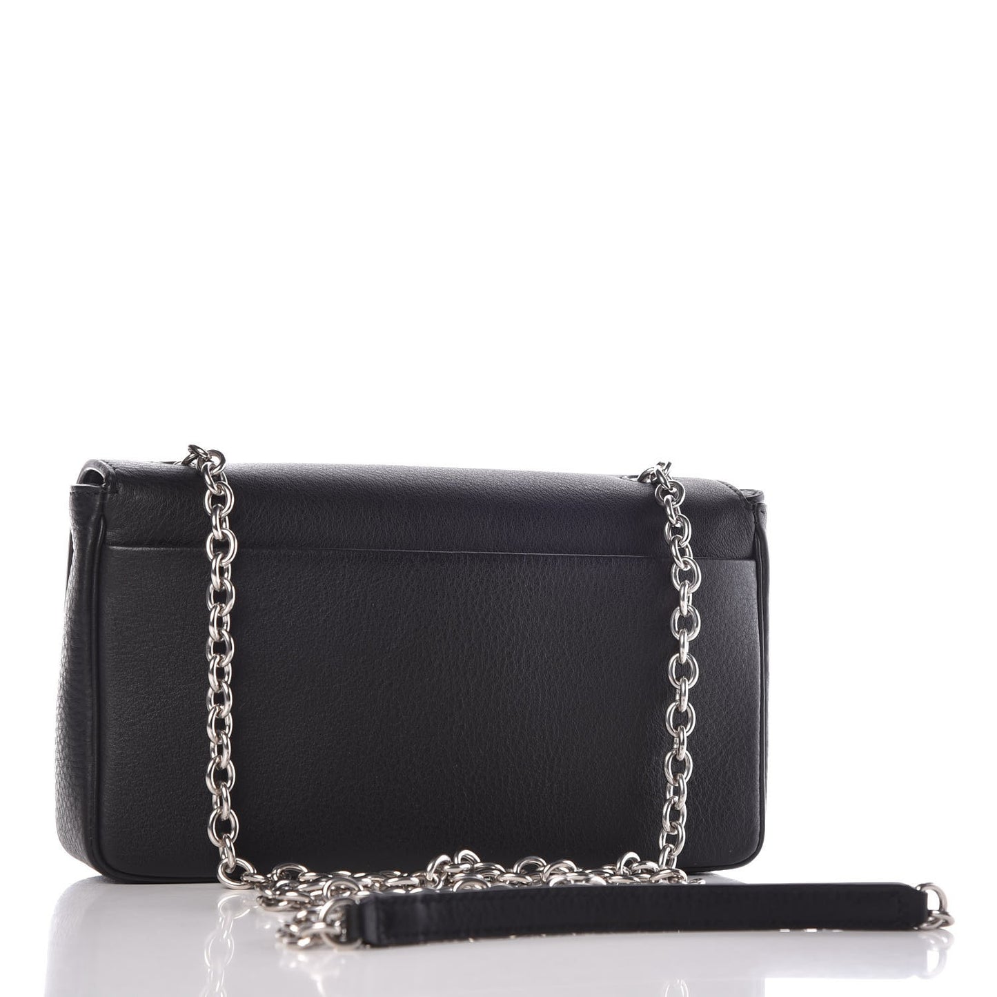 Pebbled Calfskin Everyday Chain Wallet Black