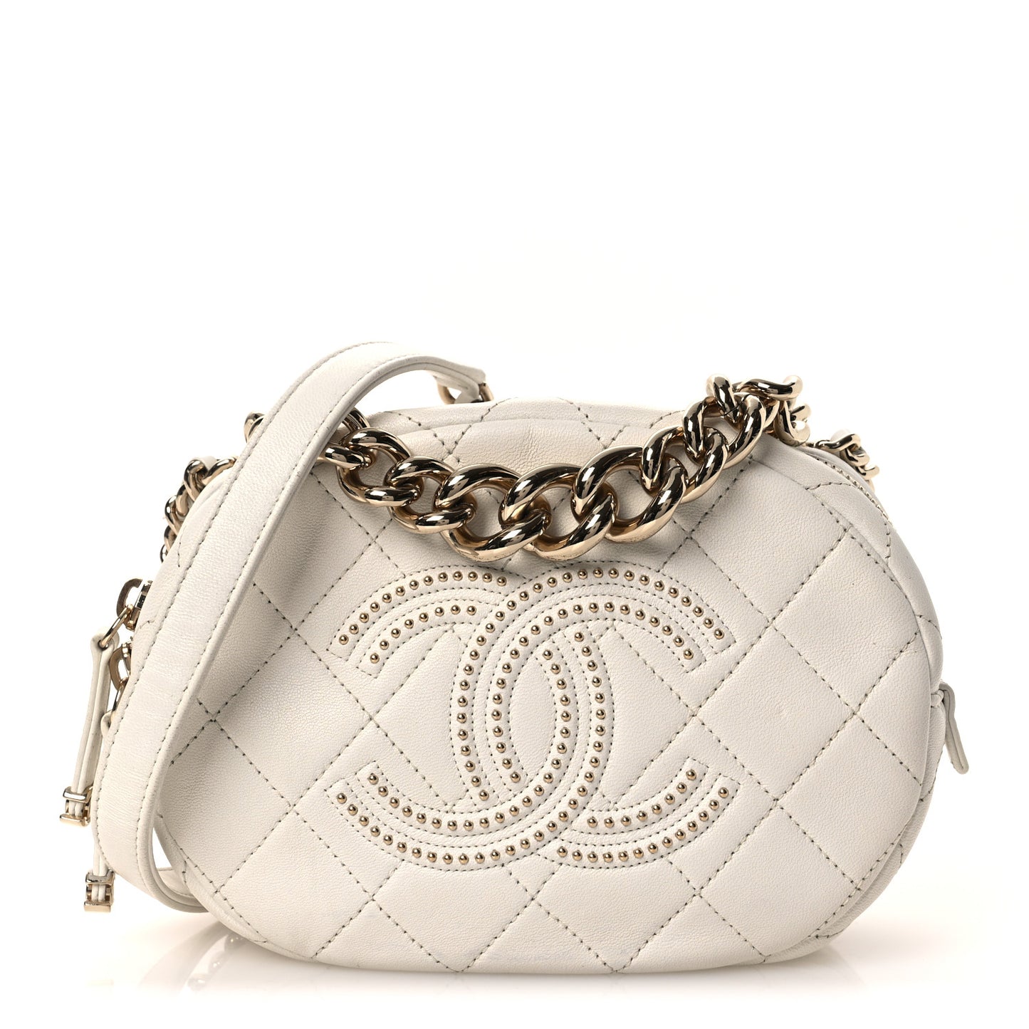 Lambskin Quilted Studded Case White