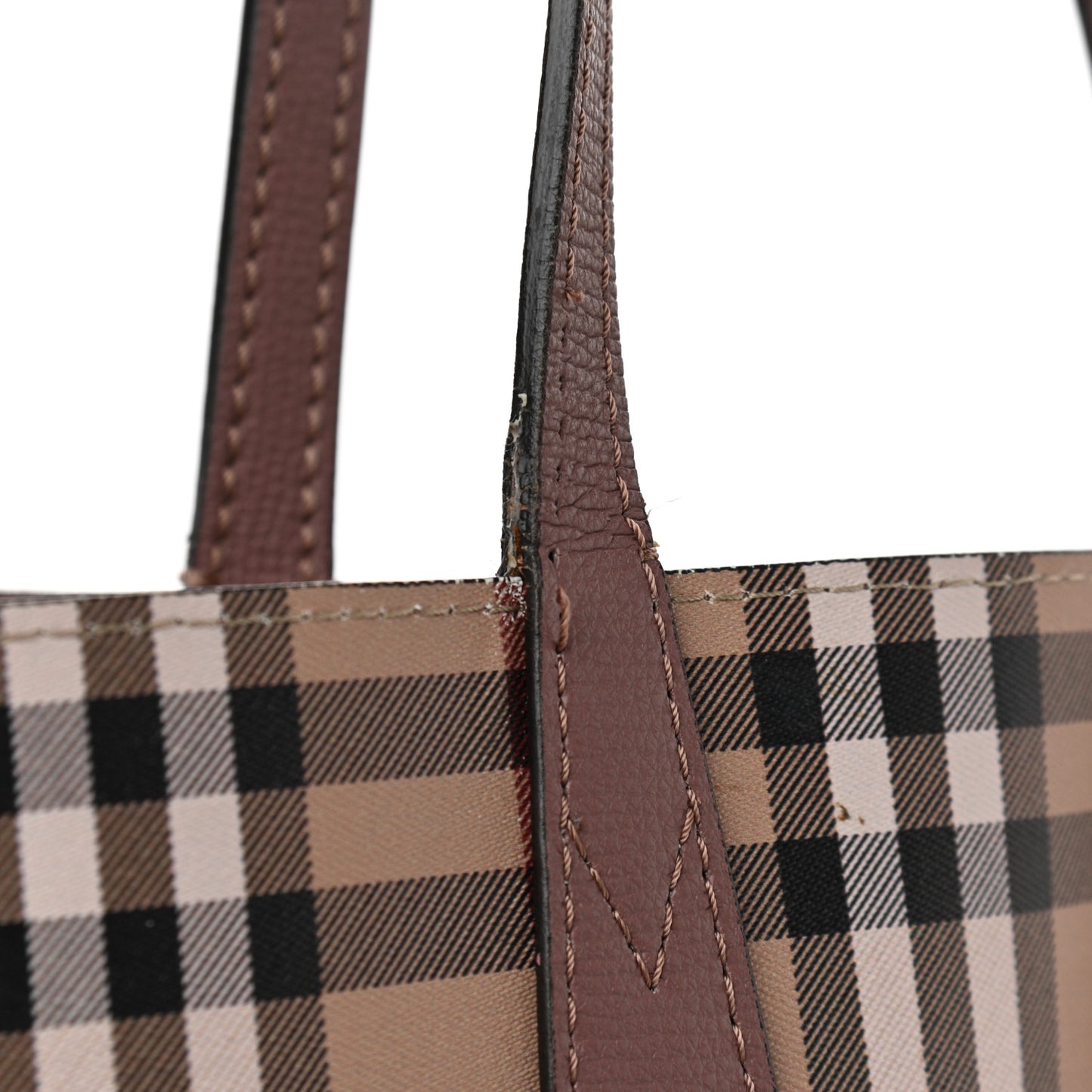 Grainy Calfskin Haymarket Check Medium Reversible Tote Light Elderberry