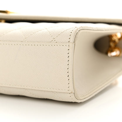 Saint Laurent Grain De Poudre Textured Mixed Matelasse Medium Triquilt Monogram Satchel Crema Soft 10 of 12