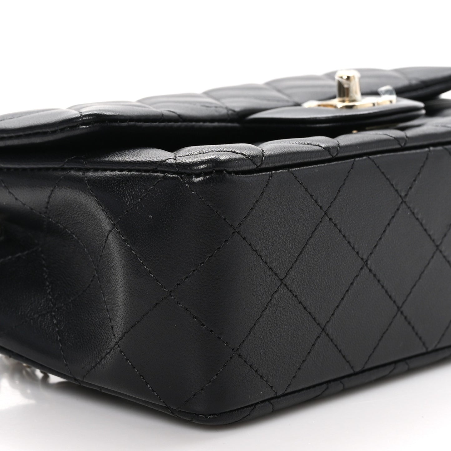 Lambskin Quilted Mini Rectangular Flap Black
