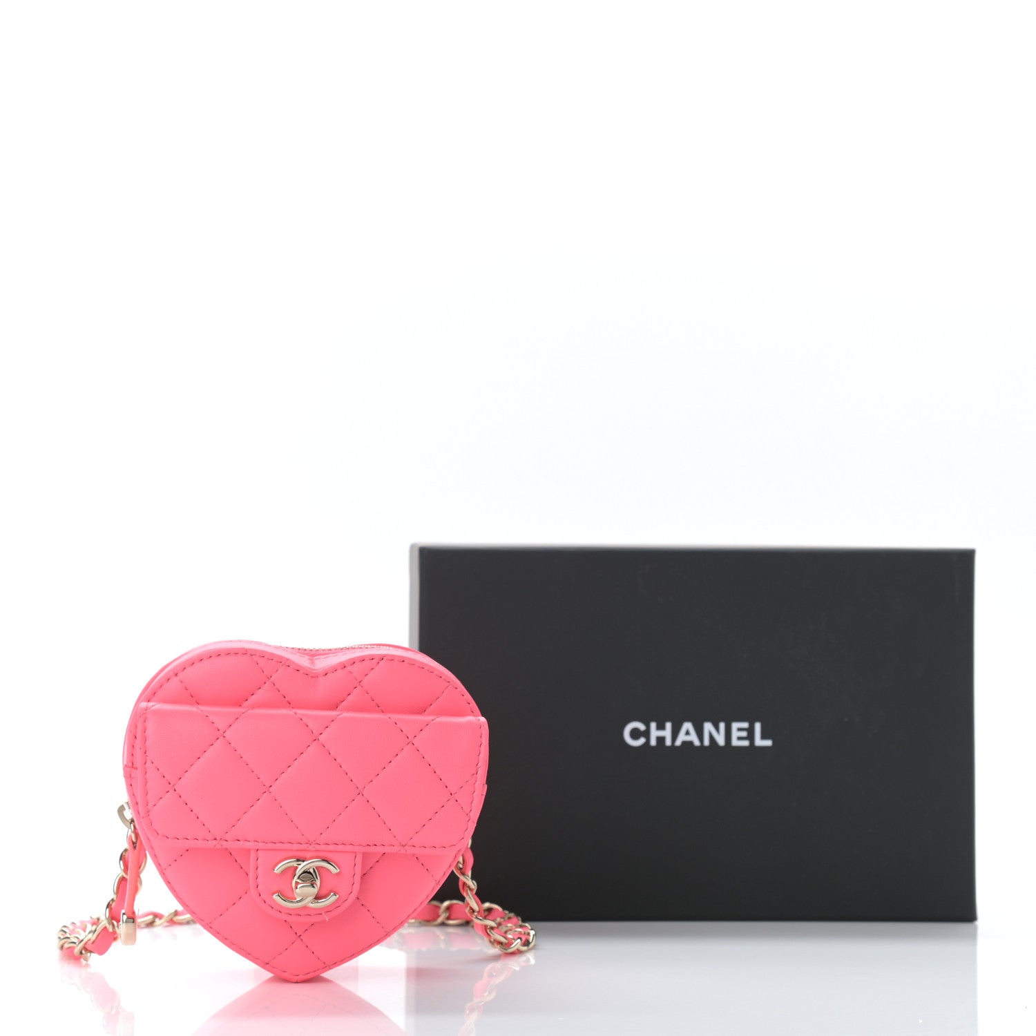 Chanel Lambskin Quilted CC In Love Heart Waist Belt Bag With Chain Pink 11 of 11