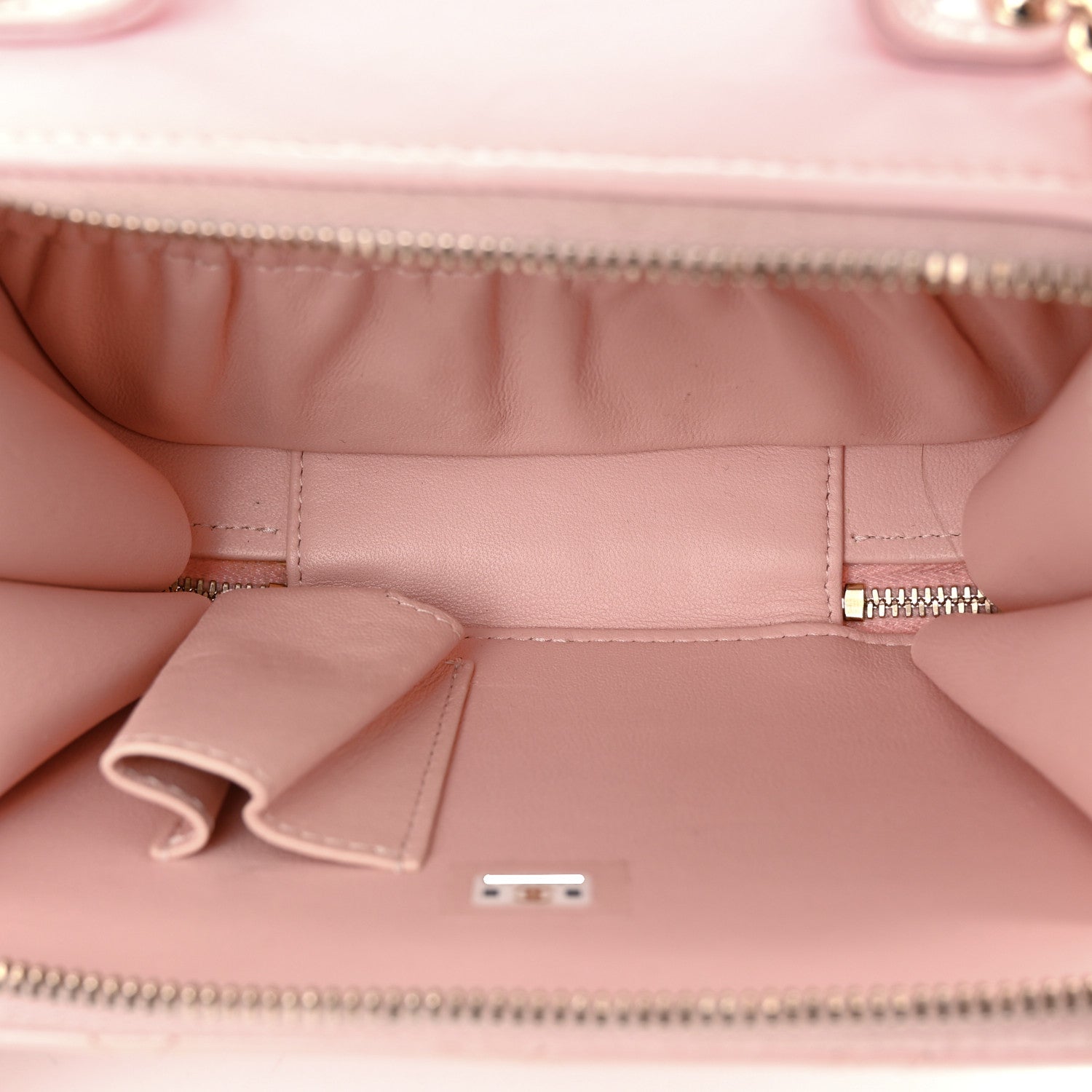Chanel Glazed Calfskin Quilted Small Top Handle Vanity Case Light Pink 6 of 17