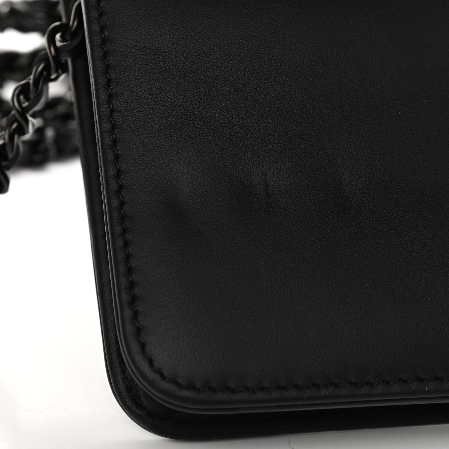 Chanel Calfskin Painted Chevron Embossed Boy Wallet On Chain WOC Black 11 of 11