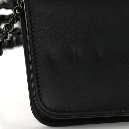 Chanel Calfskin Painted Chevron Embossed Boy Wallet On Chain WOC Black 11 of 11