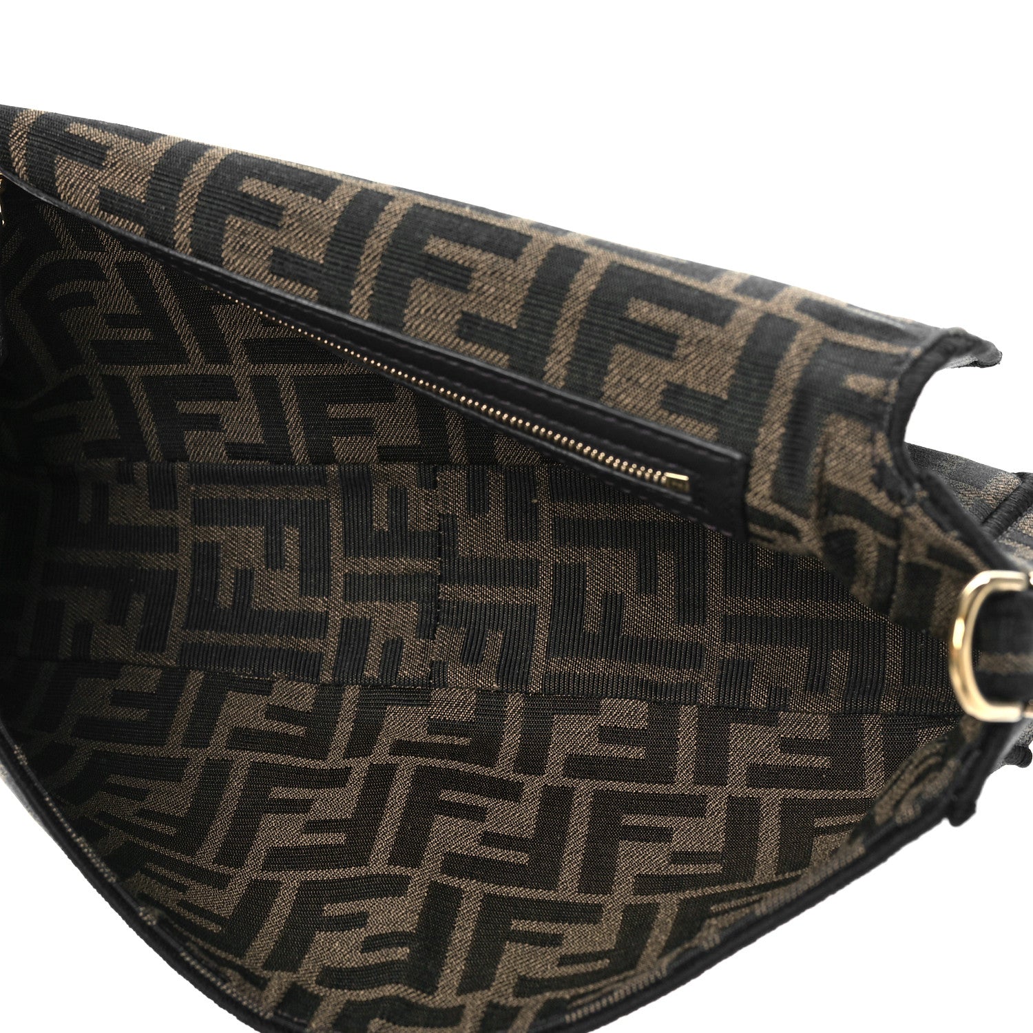 Fendi Fabric Jacquard FF 1974 Medium Baguette Tobacco Moro Black 5 of 8