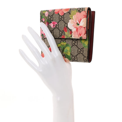Gucci GG Supreme Monogram Blooms French Flap Wallet Beige Multicolor Dry Rose 2 of 8