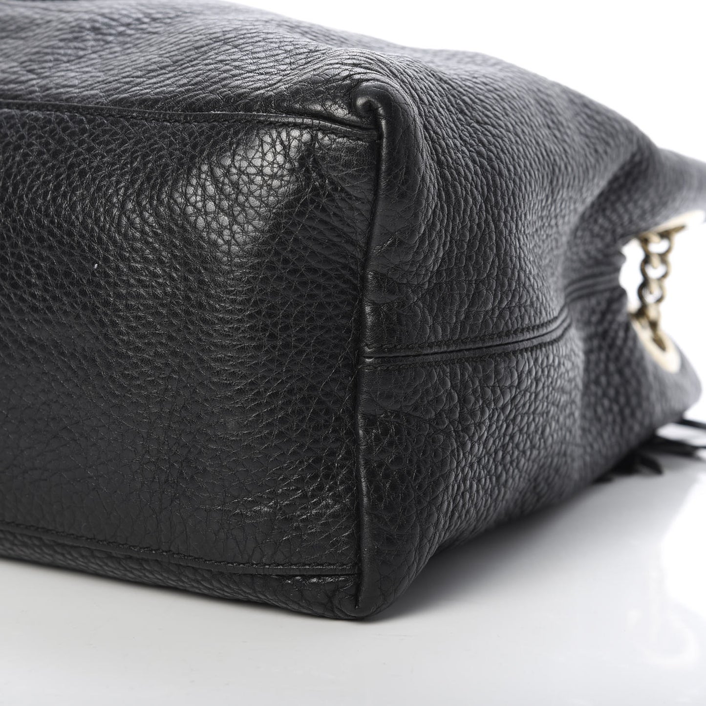Pebbled Calfskin Medium Soho Chain Shoulder Bag Black